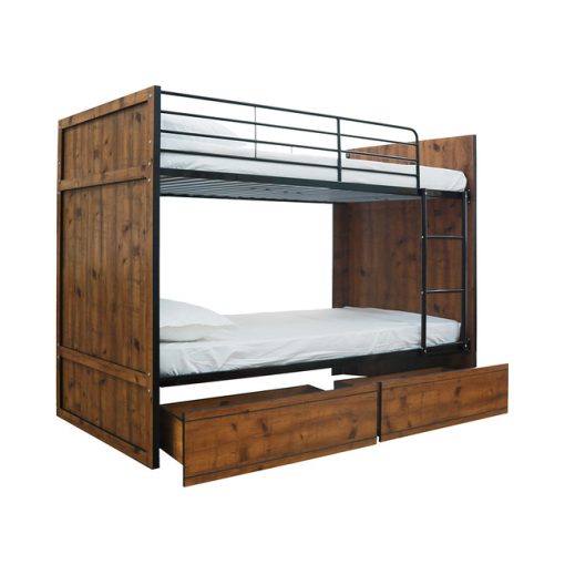 Rocco-Bunk-with-Pullout-Storage-Vintage-Oak-with-Black-Frame