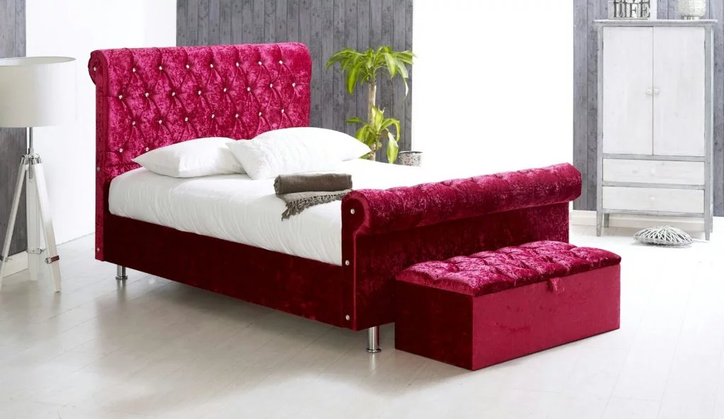 Crushed Velvet Bed with Storage