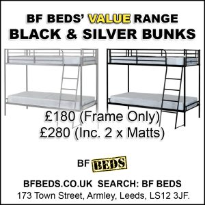 Black and silver bunk beds