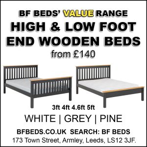 High and low foot end beds