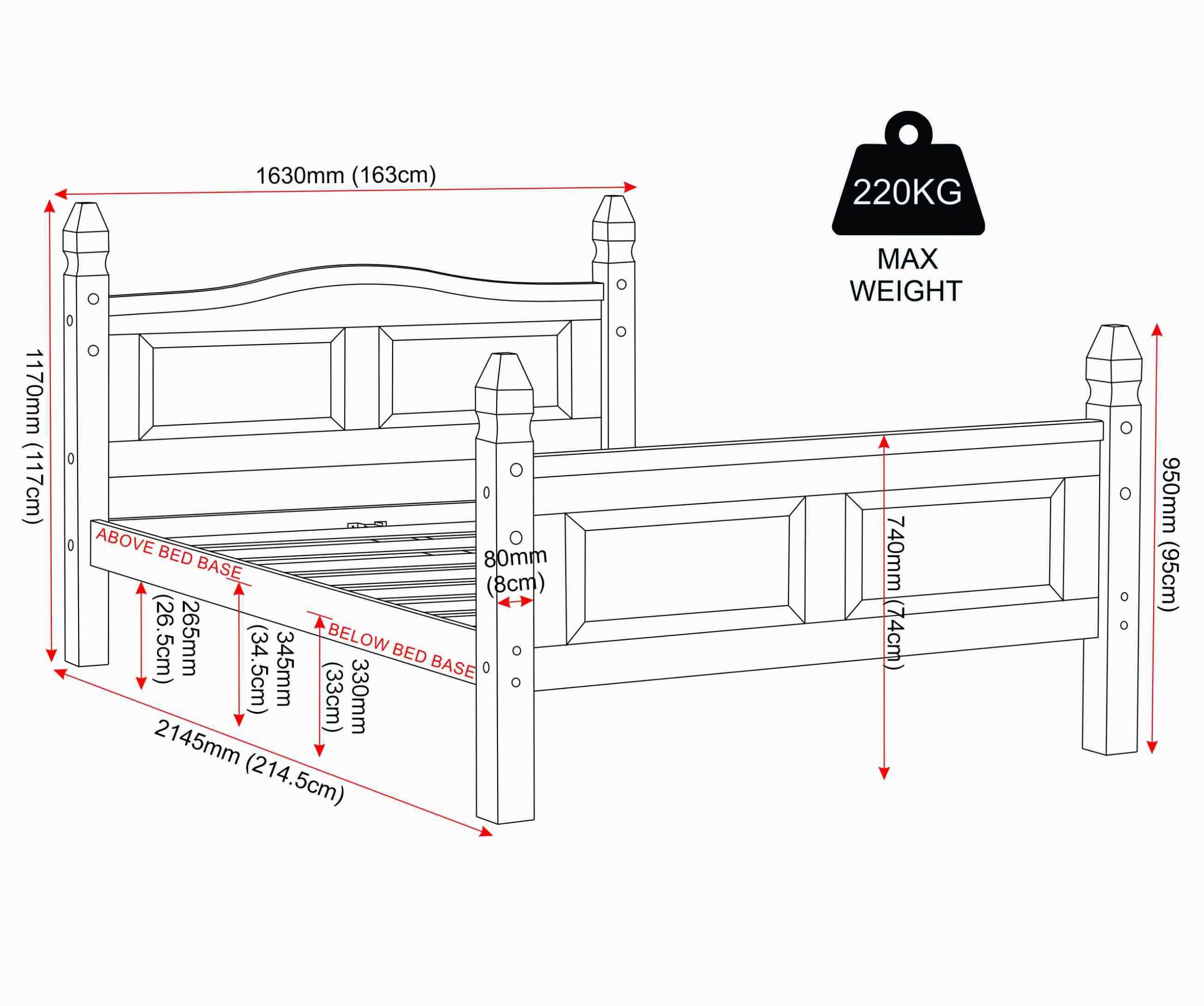 Corona 5ft high end pine bed frame - Image 3