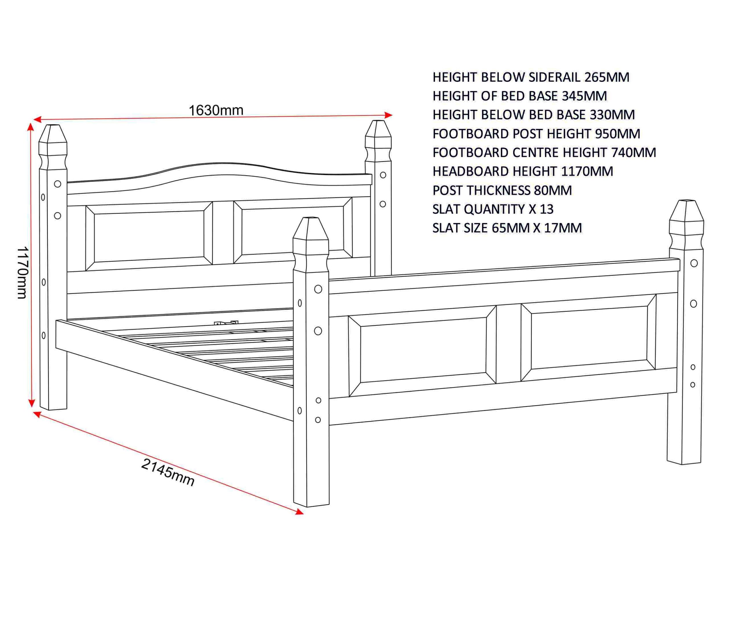 Corona 5ft high end pine bed frame - Image 4