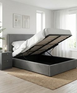 Rufford King Size Ottoman Storage Bedframe – Fossil Grey Fabric